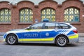 A Polizei German police car parked up in Munich, Germany.