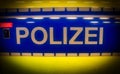 Polizei sign in white letters on a police car