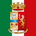 Polizia di Stato coat of arms on the Italian flag, Italy Royalty Free Stock Photo