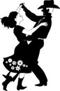 Polka dancers silhouette