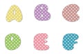 Polka dot alphabet.Pastel polka dots font. Hand drawn letter design for scrapbooks, albums, crafts and back to school Royalty Free Stock Photo