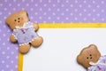 Polka-dot background with honey-cake bears