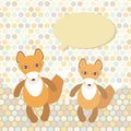 Polka dot background, pattern. Funny cute fox on Royalty Free Stock Photo
