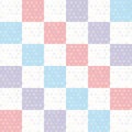 Polka dot background seamless pattern with pink lilac blue square. Vector Royalty Free Stock Photo