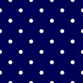 Polka dot blue and white background. Regular fashion pattern. Royalty Free Stock Photo