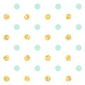 Polka dot. Classic dotted seamless gold glitter pattern. Vector illustration