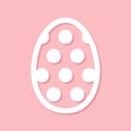 polka dot decorated Easter egg, white holiday design element pink background, decorative art, vector illustration Royalty Free Stock Photo