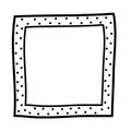 Polka dot dotted square frame. Black and white design element for decoration. Simple doodle border copy space