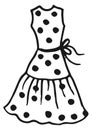 Polka dot dress icon. Female fashion symbol