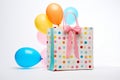 polka dot gift bag with color matching tissue paper Royalty Free Stock Photo