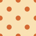 Polka dot half-drop pattern with orange dots, in the style of minimalist colour field, classic motif.