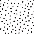Polka dot hand drawn seamless background. Polkadot snowflakr black irregular point motif Royalty Free Stock Photo