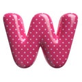 Polka dot letter W - Capital 3d pink retro font - suitable for Fashion, retro design or decoration related subjects
