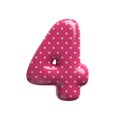 Polka dot number 4 - 3d pink retro digit - Suitable for Fashion, retro design or decoration related subjects