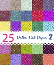 Polka dot paper. Set of 25 seamess patterns Royalty Free Stock Photo