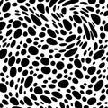 Small And Big Black Curve Polka Dots, White Background, Seamless Background. Royalty Free Stock Photo
