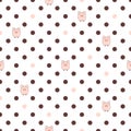 Polka dot pattern with cute cartoon pigs. Royalty Free Stock Photo