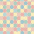 Polka dot pattern featuring evenly distributed circles in pastel colors: yellow, pink, Royalty Free Stock Photo