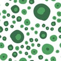 Unusual Small and big Polka dot pattern of Very dark desaturated cyan - lime green and Dark moderate lime green color.