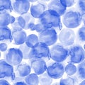 Polka dot seamless blue watercolor pattern with irregular big circles Royalty Free Stock Photo