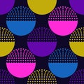 Polka dot seamless pattern. Dotted circle print. Modern memphis stile geometric background. Bold trendy geo wallpaper