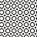 Polka dot seamless pattern with geometric figures, black and white infinite background with peas, dotted monochrome book cover, e