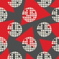 Polka dot seamless pattern. Gray-white-red mosaic of circles with different parts. Geometric background. Royalty Free Stock Photo