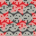 Polka dot seamless pattern. Gray-white-red mosaic of circles with different parts. Geometric background. Royalty Free Stock Photo