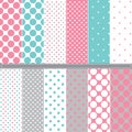 Polka Dot seamless pattern set Royalty Free Stock Photo