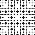 Abstract monochrome background with big and small circles in square geometric grid, repeat tiles. Royalty Free Stock Photo