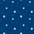 Polka dot seamless pattern Watercolor Christmas ball from trend classic blue crystal with gold element on blue
