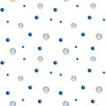 Polka dot seamless pattern Watercolor Christmas ball from trend classic blue crystal with gold element on white