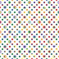 Polka-Dot seamless vector pattern in rainbow colours. Playful vibrant geometric background with tiled big and small circles and se Royalty Free Stock Photo