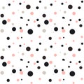 Polka dot seamless vector pattern white background. Colorful polka dots background. Chaotic elements. Abstract geometric Royalty Free Stock Photo