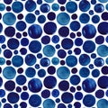 Polka dot seamless watercolor pattern. Blue ultramarine watercolor wallpaper. Royalty Free Stock Photo