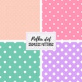 Polka dot set of seamless patterns vector background. Great for spring and summer wallpaper, backgrounds, invitations, packaging Royalty Free Stock Photo