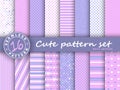 Polka dot, stripes, hearts seamless pattern set. Royalty Free Stock Photo