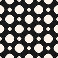 Polka dot vector monochrome seamless pattern, big and small white circles on black background. Royalty Free Stock Photo