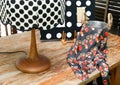 Polka dot vintage lamp and a colorful shawl