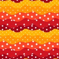 Polka dot and waves. Cute seamless pattern in color of petal of flower marigold