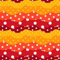 Polka dot and waves. Cute seamless pattern in color of petal of flower marigold