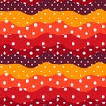Polka dot and waves. Cute seamless pattern in color of petal of flower marigold