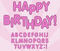 Polka dots 3D english alphabet letters set. LOL girly doll, Happy birthday banner, surprise style design. Vector Royalty Free Stock Photo