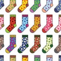 Polka dots multicolor socks seamless vector pattern Royalty Free Stock Photo