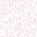 Polka dots pink color random pattern on white background.