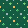 Polka dots Seamless pattern, dotted fabric texture colorful on dark green retro style background for kids blog, web Royalty Free Stock Photo