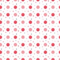 Polka dots Seamless pattern, dotted fabric texture Pink red colorful on white retro style background for kids blog, web Royalty Free Stock Photo