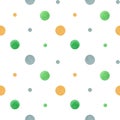 Polka dots Seamless pattern, dotted watercolor fabric texture colorful on white retro style background for kids blog Royalty Free Stock Photo