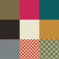 Polka dots. Set of seamless vector patterns. Royalty Free Stock Photo