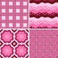 Polka dots, striped, ornamental, patchwork vector seamless patterns Royalty Free Stock Photo